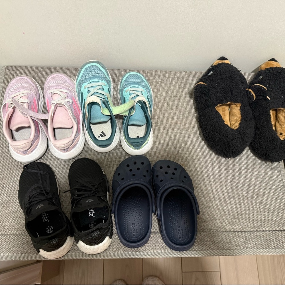 Adidas Kids Pink and White Sneakers